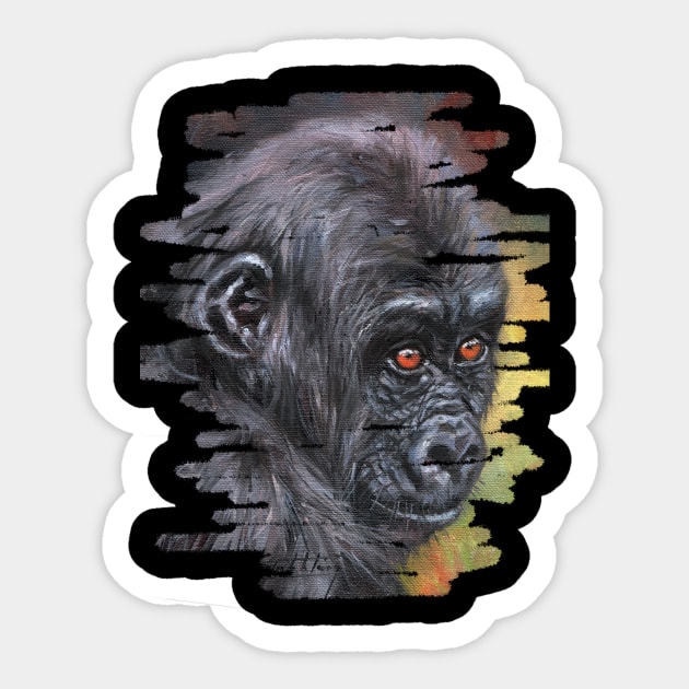 Gorilla Baby Sticker by davidstribblingwildlifeart